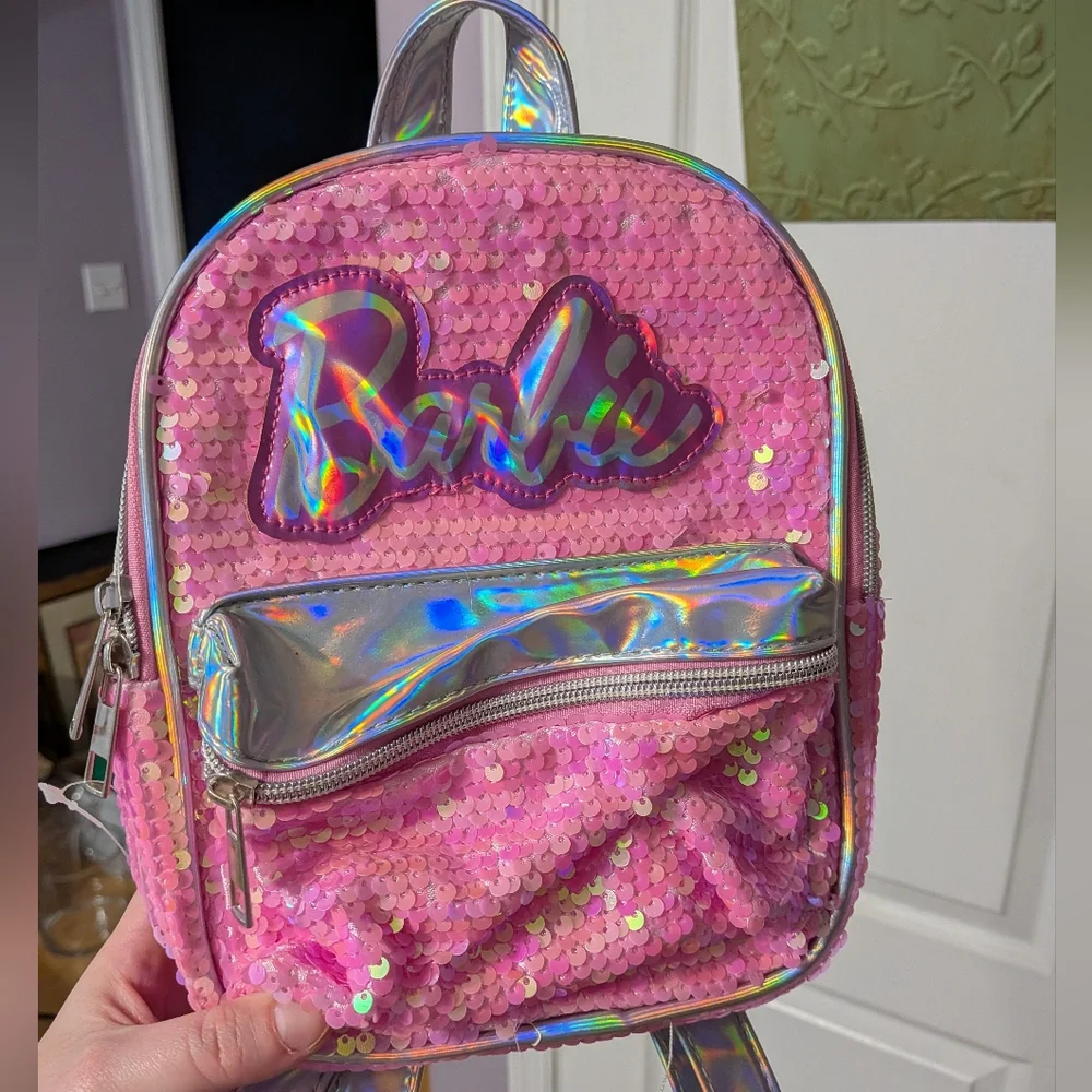 Mattel Barbie Pink and Silver Sequin Kids Backpack